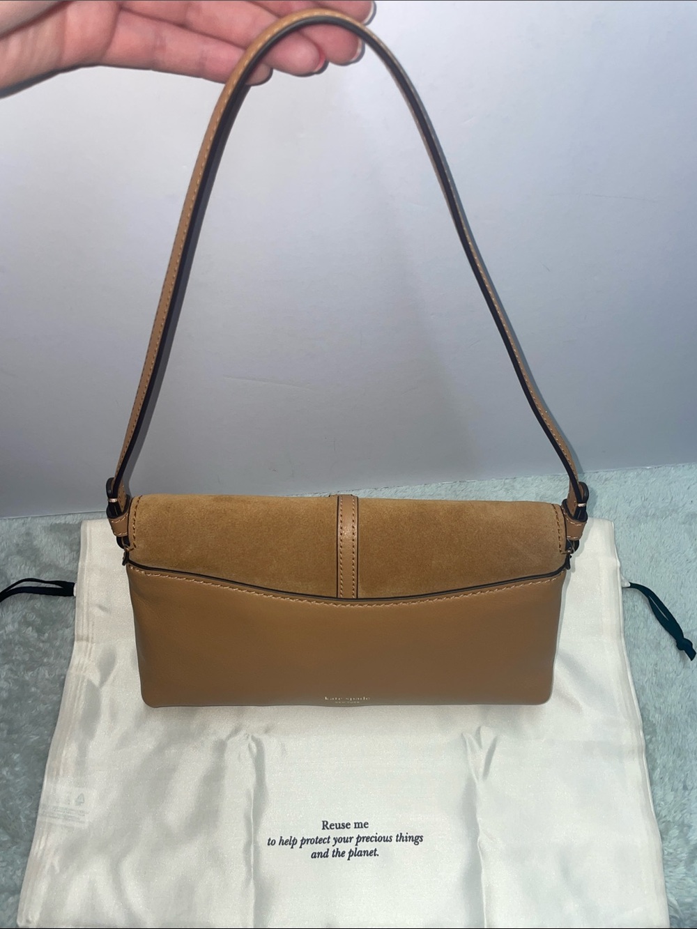 NWT Kate Spade Small ‘Loop’ Suede Shoulder Bag - Picture 2 of 15